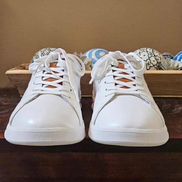 Polo Men's Heritage Court Leather Sneakers, White/Khaki, Sz 13 - Picture 4 of 16